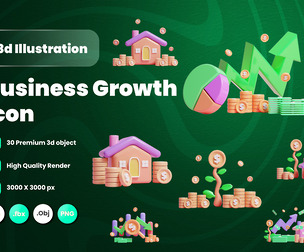Business Growth 3d Illustration Icon Pack