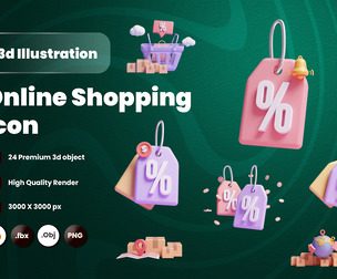 Online shopping service 3d Illustration Icon Pack
