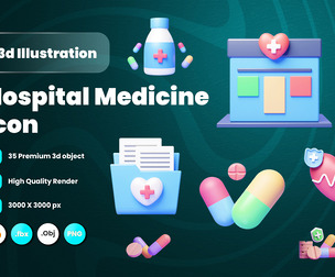 Hospital and Medicine 3d Illustration Icon