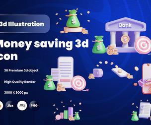 Money saving 3d Icon Pack