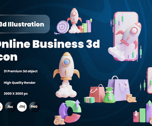 Online Business 3d Illustration  Icon Pack