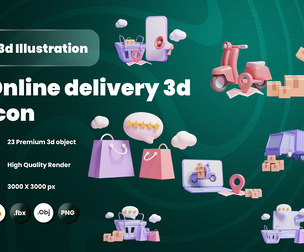 Online Delivery Service 3d Icon Pack