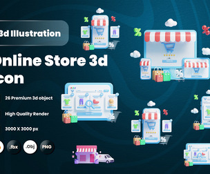 Online Store 3d Illustration Icon Pack