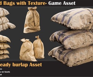 15 Sand Bags with Texture - Game Asset