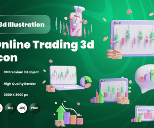 Online Trading 3d Illustration  Icon Pack