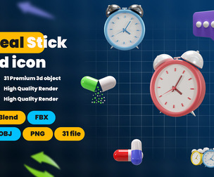 Web Apps Real stick 3d Illustration Icon Pack