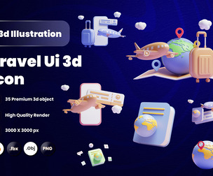 Travel 3d Illustration Icon Pack