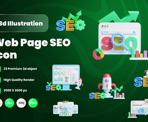 Web page SEO 3d Illustration Icon Pack
