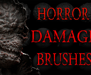 Zbrush + Blender 30 Damages Brushes Horror Edition