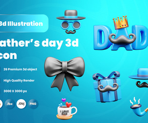 Father's Day 3d Illustration  Icon Pack