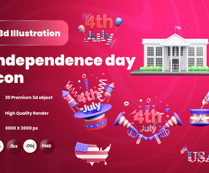 Independence day 3d Illustration  Icon Pack