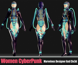 3D Women Cyberpunk Outfit In Marvelous Designer