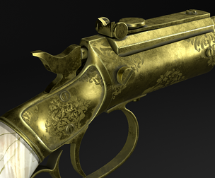 Gold Pistol Obj+Fbx+Blender+Spp