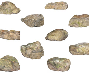 10 Low Poly Stone Rock Collection