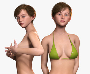 Aurora-Realistic Girl in bikini Low-poly