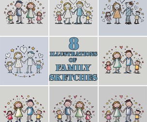 Family sketches illustrations