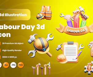 Labour Day 3d Illustration Icon Pack