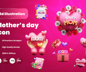 Mother's Day 3d Illustration Icon Pack