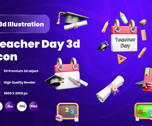 Teacher day 3d Illustration Icon Pack