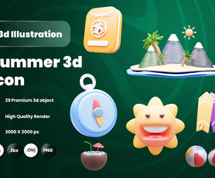 Summer 3d Illustration Icon Pack-2