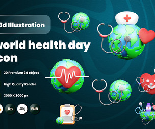 World Health Day 3d Illustration  Icon Pack