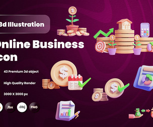 Online Business 3d Illustration  Icon Pack