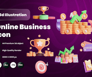 Online Business 3d Illustration  Icon Pack
