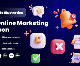 Digital marketing 3d Illustration  Icon Pack