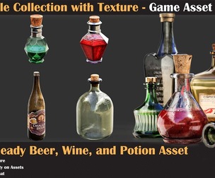 30 Bottle Collection with Texture - Game Asset