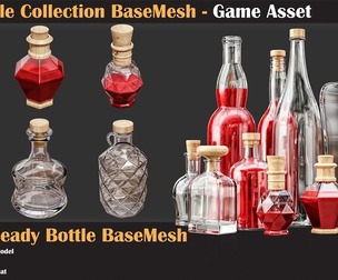 30 Bottle Collection BaseMesh - Game Asset