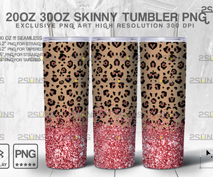 20oz Glitter Gold Leopard Skinny Tumbler
