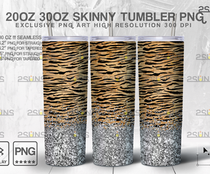 20oz Glitter Silver Fur Skinny Tumbler