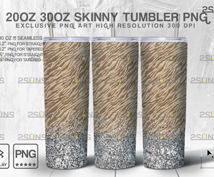 20oz Glitter Silver Fur Skinny Tumbler
