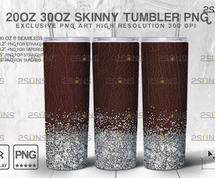 20oz Glitter Silver Leather Skinny Tumbler