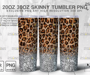 20oz Glitter Gold Leopard Skinny Tumbler