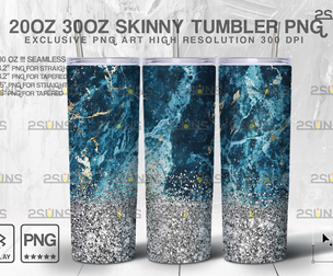 20OZ Glitter Silver Marble Skinny Tumbler