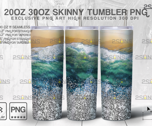 20oz Sea Silver Glitter Skinny Tumbler