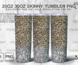 20oz Glitter Silver Leopard Skinny Tumbler