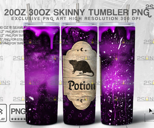 20oz Purple Spooky Potion Skinny Tumbler Design