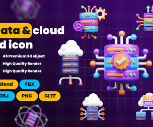 Data and Cloud server 3d Illustration  Icon Pack