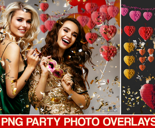 Realistic falling Confetti overlays garlands