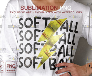 Softball PNG, Sublimation Design, clipart sport