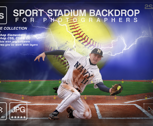 Digital Backdrop SOFTBALL Sport Stadium Overlay
