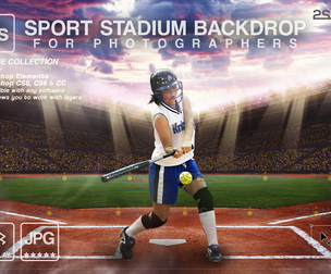Digital Backdrop SOFTBALL Sport Stadium Overlay