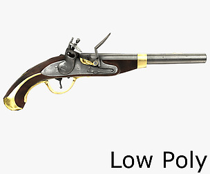 Flintlock Pistol Low Poly