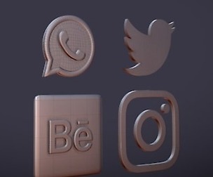 24 3D Models of Social Media Icons