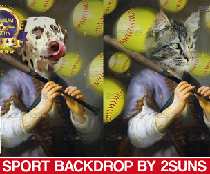 Sport Softball Royal pet portrait backdrop