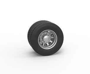 Rear custom wheel of semi truck V25 Scale 1:25