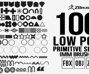 100 lowpoly primitive geometric shapes imm