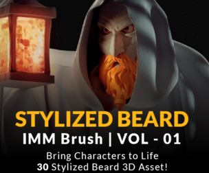 30 Stylized Beard 3D Asset (IMM Brush)- VOL01